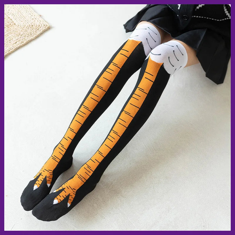 Playful 3D Chicken Thigh-High Socks