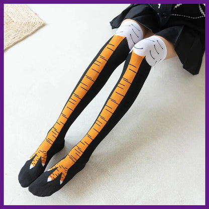 Playful 3D Chicken Thigh-High Socks
