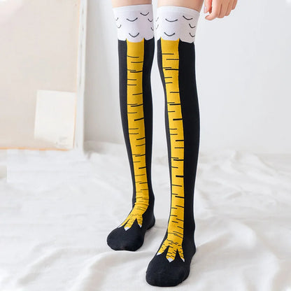 Playful 3D Chicken Thigh-High Socks