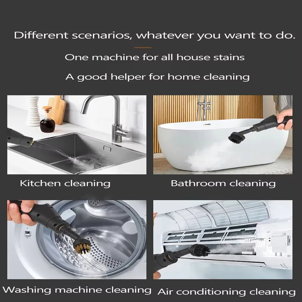 2500W High Temp Steam Cleaner 110V Portable Handheld Cleaning Machine With Accessories 105C Brass Heating 6 Speeds US Plug