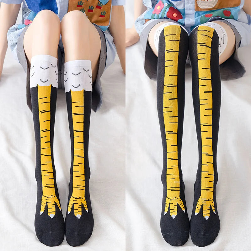 Playful 3D Chicken Thigh-High Socks