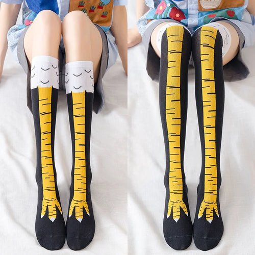 Playful 3D Chicken Thigh-High Socks
